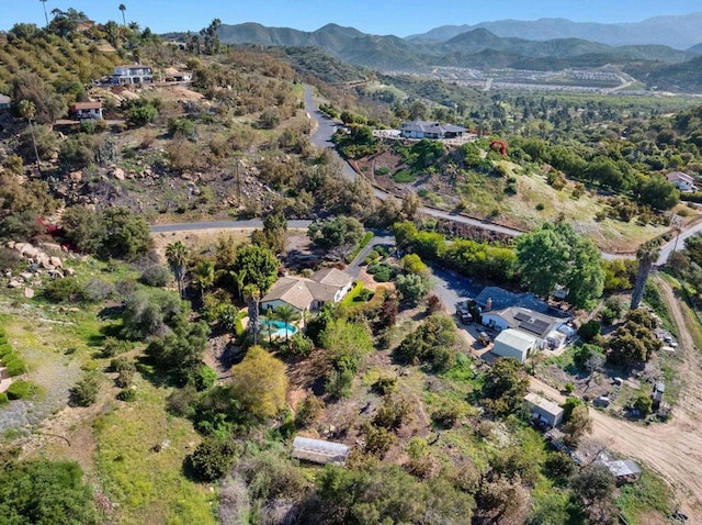 birds eye view of property featuring a mountain view