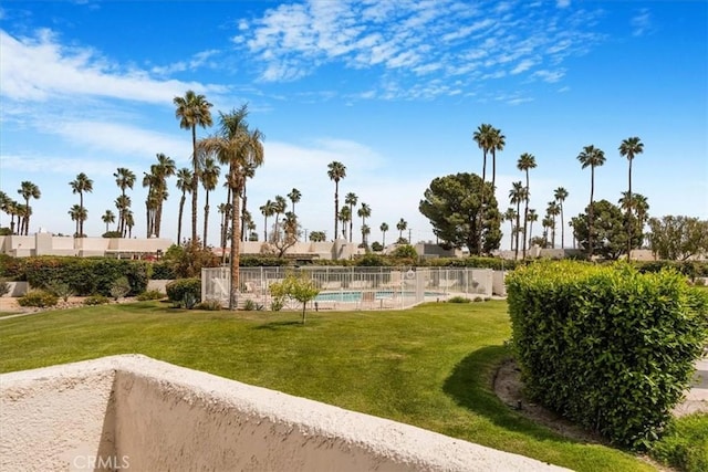 1692 Fairway Cir, Palm Springs, CA 92264 - view of property's community featuring fence, a lawn, and a swimming pool