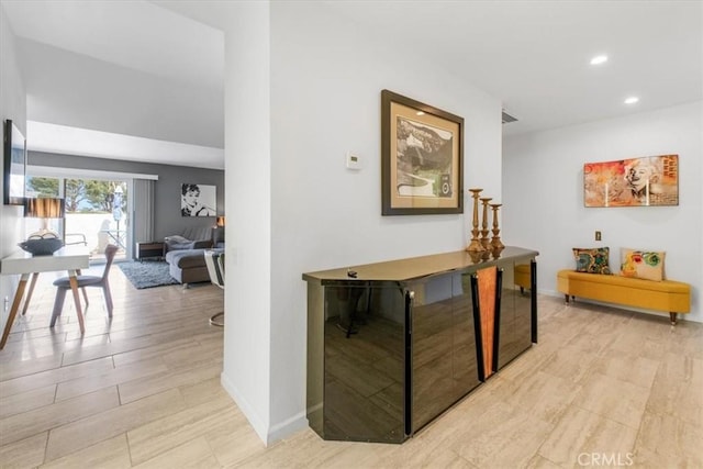 1692 Fairway Cir, Palm Springs, CA 92264 - corridor with recessed lighting, light wood-style flooring, visible vents, and baseboards