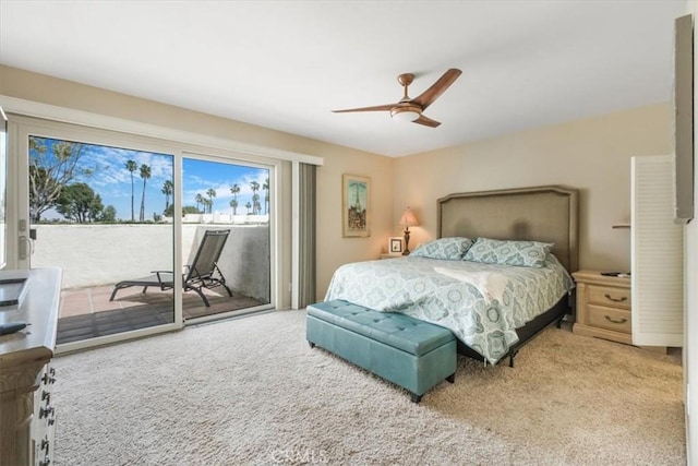 1692 Fairway Cir, Palm Springs, CA 92264 - bedroom with carpet floors, a ceiling fan, and access to exterior