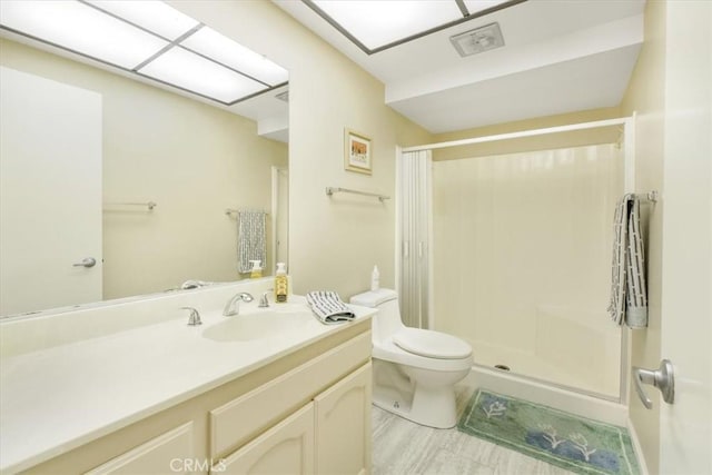 1692 Fairway Cir, Palm Springs, CA 92264 - full bath featuring toilet, vanity, visible vents, and a stall shower