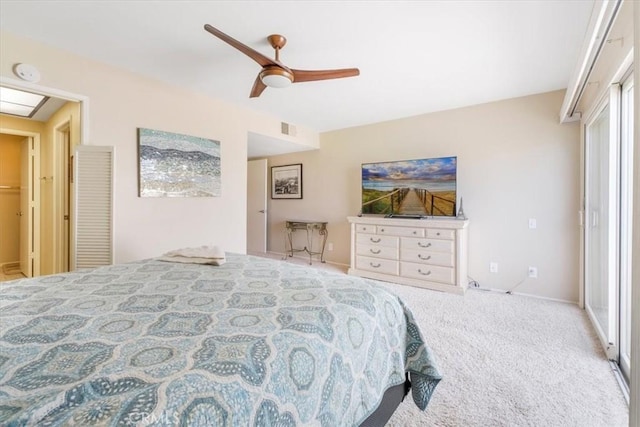 1692 Fairway Cir, Palm Springs, CA 92264 - carpeted bedroom with visible vents, a ceiling fan, and baseboards