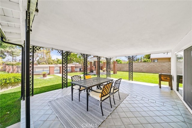 view of patio featuring outdoor dining space and a fenced backyard
