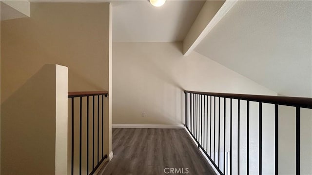 20211 Carlisle Rd, Apple Valley, CA 92307 - hall with wood finished floors, baseboards, and an upstairs landing