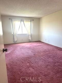 spare room featuring carpet floors and a textured ceiling