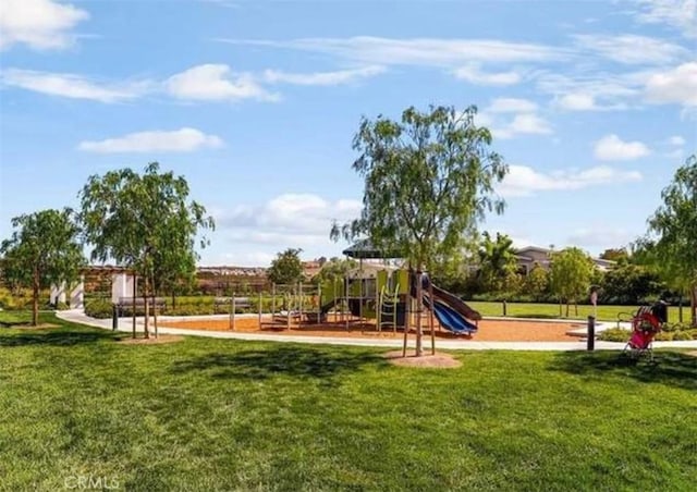 community playground with a lawn