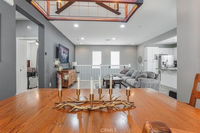 living area with recessed lighting