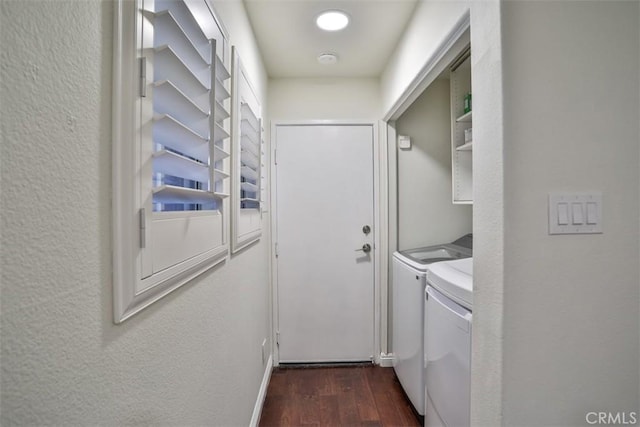 5 Arese Aisle, Irvine, CA 92606 - washroom with independent washer and dryer, dark wood-style flooring, and a textured wall