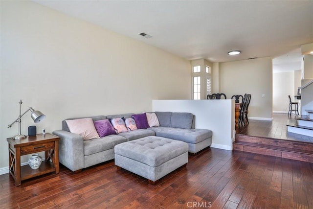 5 Arese Aisle, Irvine, CA 92606 - living room with dark wood-type flooring, stairs, and baseboards