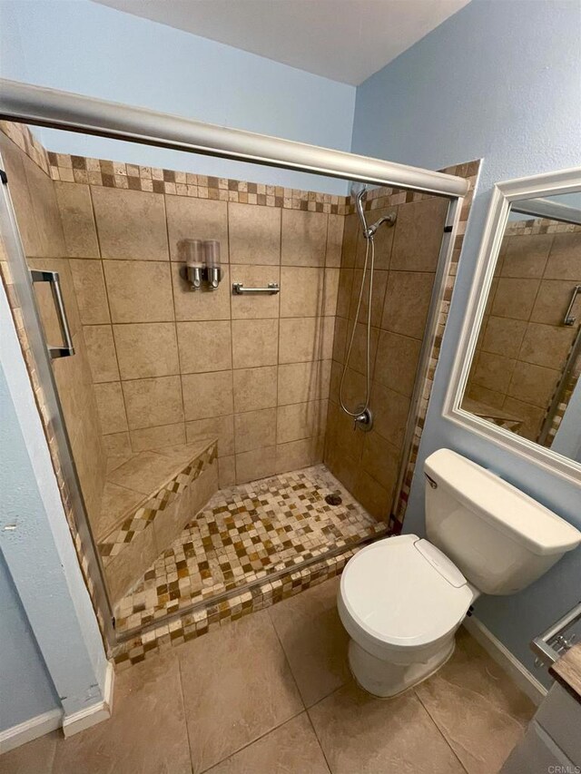 1726 Belle Meade Rd, Encinitas, CA 92024 - full bathroom featuring a shower stall, tile patterned floors, and toilet