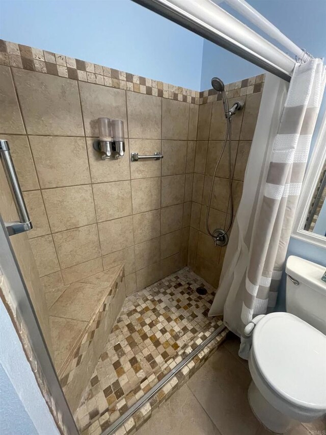 1726 Belle Meade Rd, Encinitas, CA 92024 - full bathroom featuring a shower stall, toilet, and tile patterned flooring