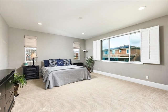 30580 Hawkscrest Rd, Murrieta, CA 92563 - bedroom with light carpet, baseboards, and recessed lighting