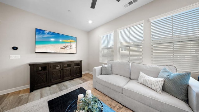 10861 Blake Way, San Diego, CA 92129 - living area featuring a ceiling fan, light wood-style flooring, and recessed lighting