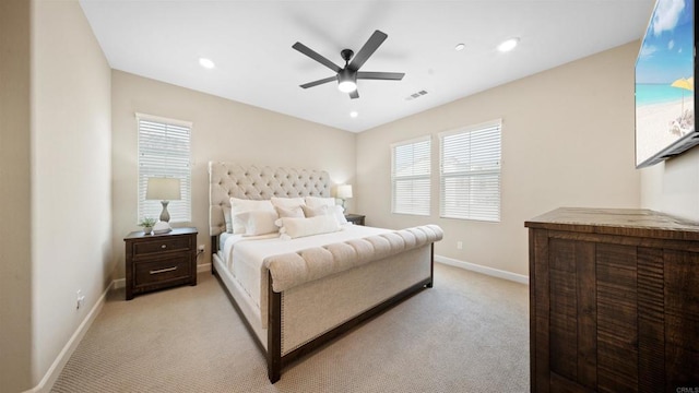 10861 Blake Way, San Diego, CA 92129 - bedroom featuring light carpet, a ceiling fan, and recessed lighting