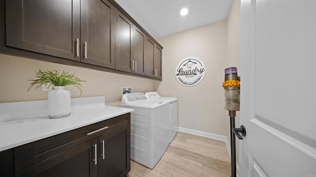 10861 Blake Way, San Diego, CA 92129 - laundry room featuring cabinet space, independent washer and dryer, recessed lighting, and light wood-type flooring