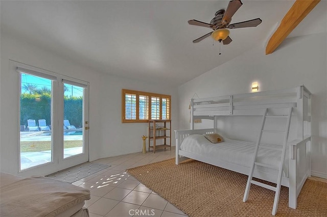 1261 Linda Vista Rd, Palm Springs, CA 92262 - tiled bedroom with access to outside, baseboards, and ceiling fan