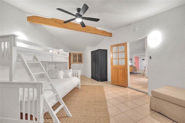 1261 Linda Vista Rd, Palm Springs, CA 92262 - bedroom with light tile patterned flooring and a ceiling fan