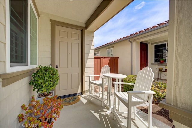 entrance to property with a tiled roof