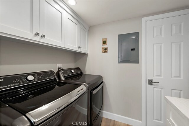 1001 Buena Vis Unit 2, San Clemente, CA 92672 - laundry area with baseboards, washer and dryer, cabinet space, and electric panel