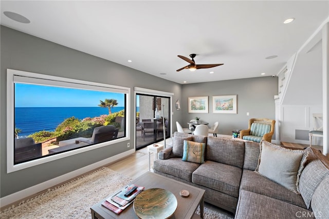 1001 Buena Vis Unit 2, San Clemente, CA 92672 - cinema room with light wood-type flooring, a ceiling fan, and recessed lighting