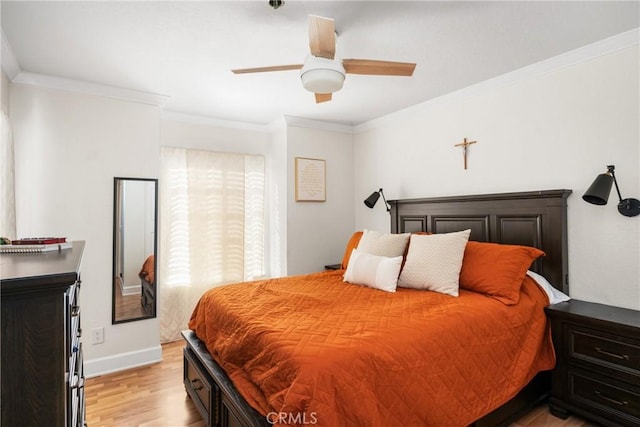 1100 Euclid Ave Unit 103, Long Beach, CA 90804 - bedroom featuring light wood-style flooring, ornamental molding, baseboards, and ceiling fan