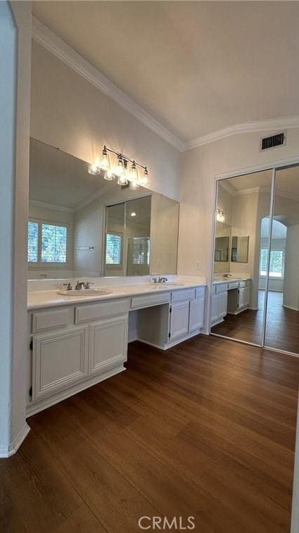 1731 Via Ln, Loma, Chino Hills, CA 91709 - full bathroom with wood finished floors, ornamental molding, and vanity