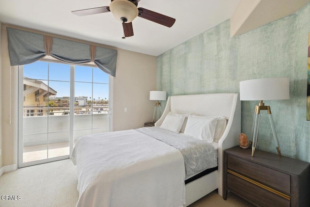 1551 Windshore Way, Oxnard, CA 93035 - carpeted bedroom with access to outside, a water view, and a ceiling fan