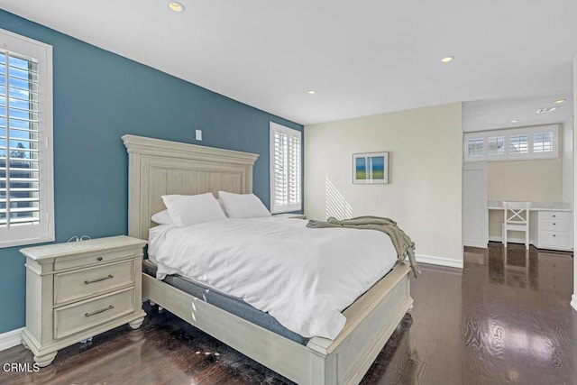 625 S Orange Grove Blvd Unit 3, Pasadena, CA 91105 - bedroom with recessed lighting, dark wood-type flooring, and baseboards