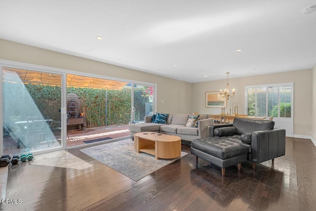 625 S Orange Grove Blvd Unit 3, Pasadena, CA 91105 - living room featuring recessed lighting, an inviting chandelier, and wood finished floors