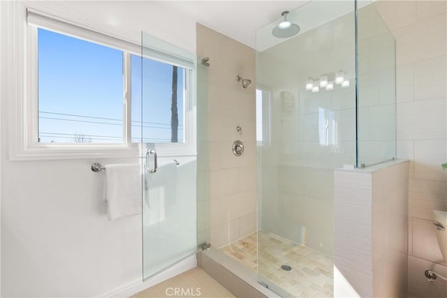 full bathroom featuring a stall shower