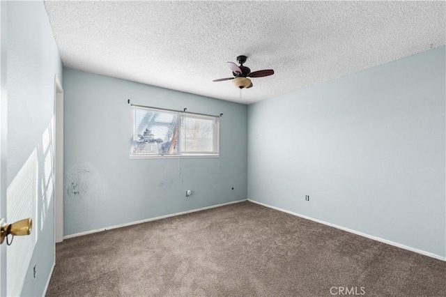1564 Monte Vista Ave, Rosamond, CA 93560 - carpeted empty room featuring ceiling fan, a textured ceiling, and baseboards