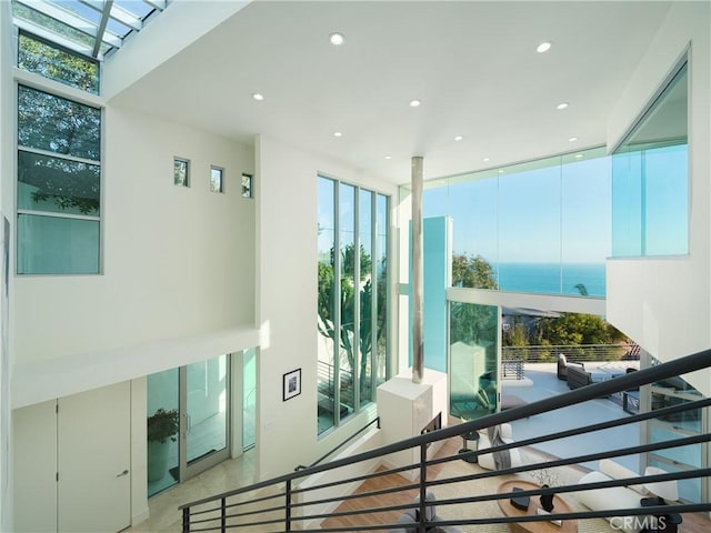 468 Ashton Dr, Laguna Beach, CA 92651 - interior space featuring recessed lighting, expansive windows, and a water view