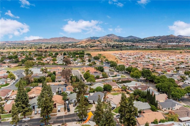 aerial view with a mountain view and a residential view