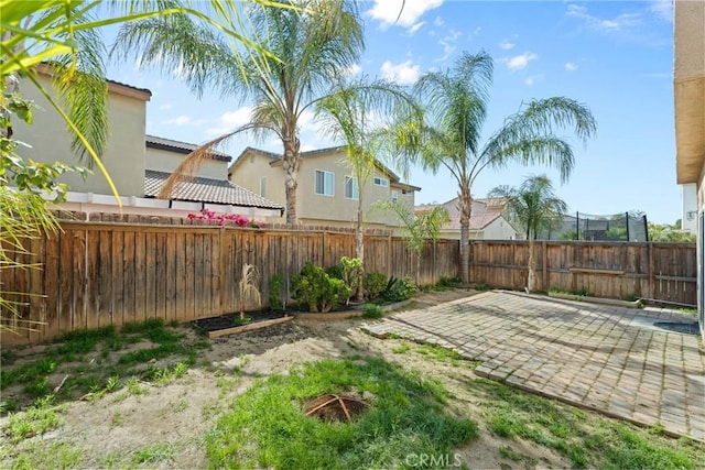 view of yard with a patio and a fenced backyard