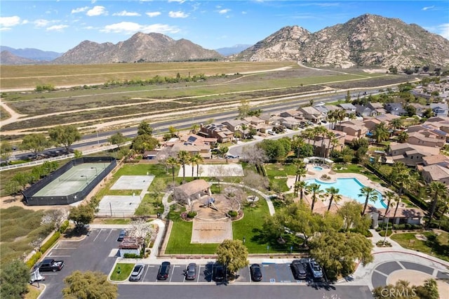 bird's eye view featuring a mountain view