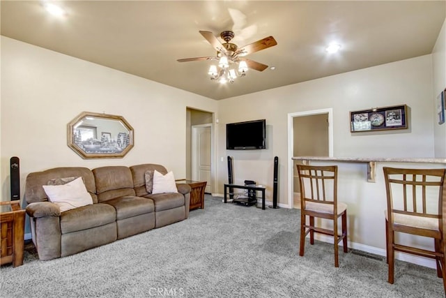 26371 Spyglass Dr, Lake Arrowhead, CA 92352 - carpeted living area featuring ceiling fan and baseboards