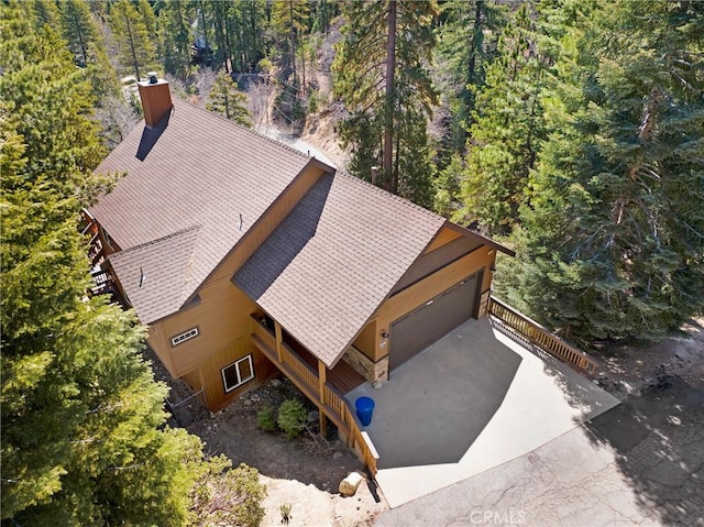26371 Spyglass Dr, Lake Arrowhead, CA 92352 - drone / aerial view featuring a wooded view