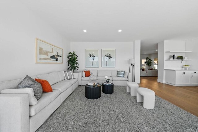 3792 Vista Pt, Bonita, CA 91902 - living area featuring wood finished floors and recessed lighting