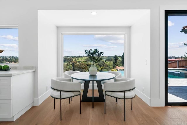 3792 Vista Pt, Bonita, CA 91902 - dining space featuring light wood-type flooring, baseboards, and recessed lighting