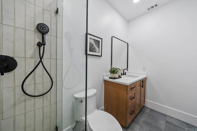 3792 Vista Pt, Bonita, CA 91902 - full bathroom with tiled shower, toilet, vanity, and baseboards