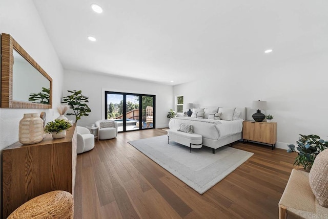 3792 Vista Pt, Bonita, CA 91902 - bedroom with access to exterior, recessed lighting, and dark wood-style floors