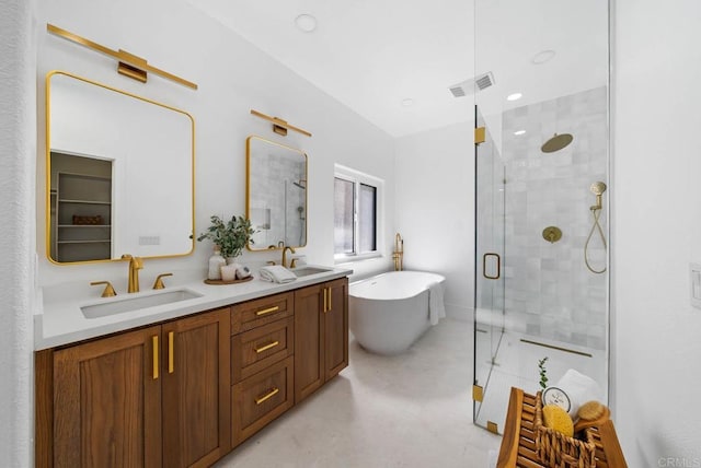 3792 Vista Pt, Bonita, CA 91902 - full bath featuring a shower stall, a freestanding bath, and double vanity