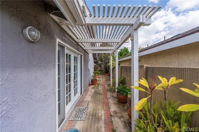 7041 Heil Ave, Huntington Beach, CA 92647 - view of patio / terrace with french doors, fence, and a pergola