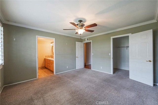 7041 Heil Ave, Huntington Beach, CA 92647 - unfurnished bedroom with light carpet, visible vents, and crown molding