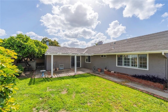 7041 Heil Ave, Huntington Beach, CA 92647 - rear view of house with a patio, stucco siding, and a lawn