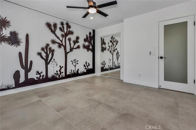 2175 N Sandra Rd, Palm Springs, CA 92262 - empty room featuring ceiling fan, concrete floors, baseboards, and recessed lighting