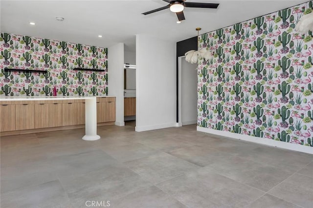 2175 N Sandra Rd, Palm Springs, CA 92262 - unfurnished living room with a ceiling fan, baseboards, and recessed lighting