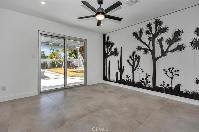 2175 N Sandra Rd, Palm Springs, CA 92262 - spare room with baseboards, concrete floors, a ceiling fan, and recessed lighting