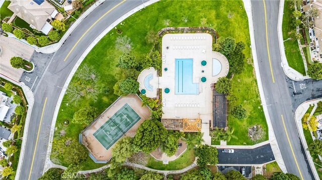 12475 Woodhall Way, Tustin, CA 92782 - aerial view of property and surrounding area featuring a pool area