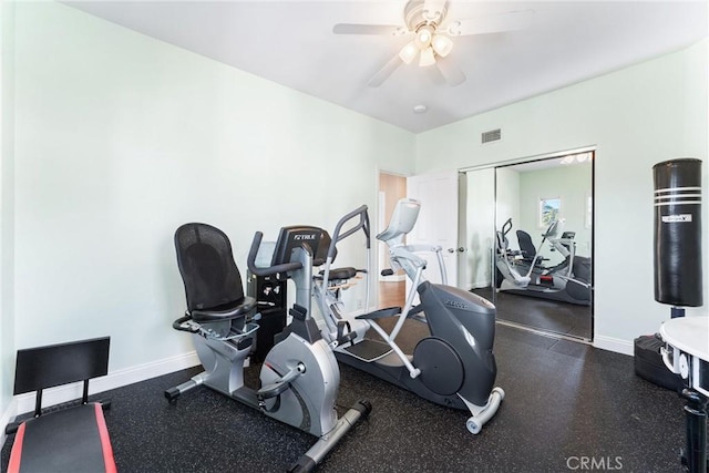 12475 Woodhall Way, Tustin, CA 92782 - exercise area featuring baseboards and ceiling fan